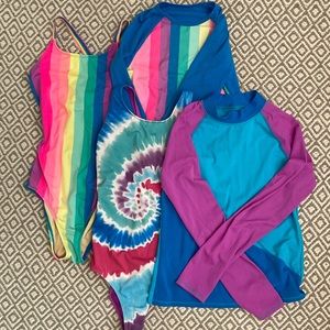 Lands End Bathing Suit & Rash Guard Bundle